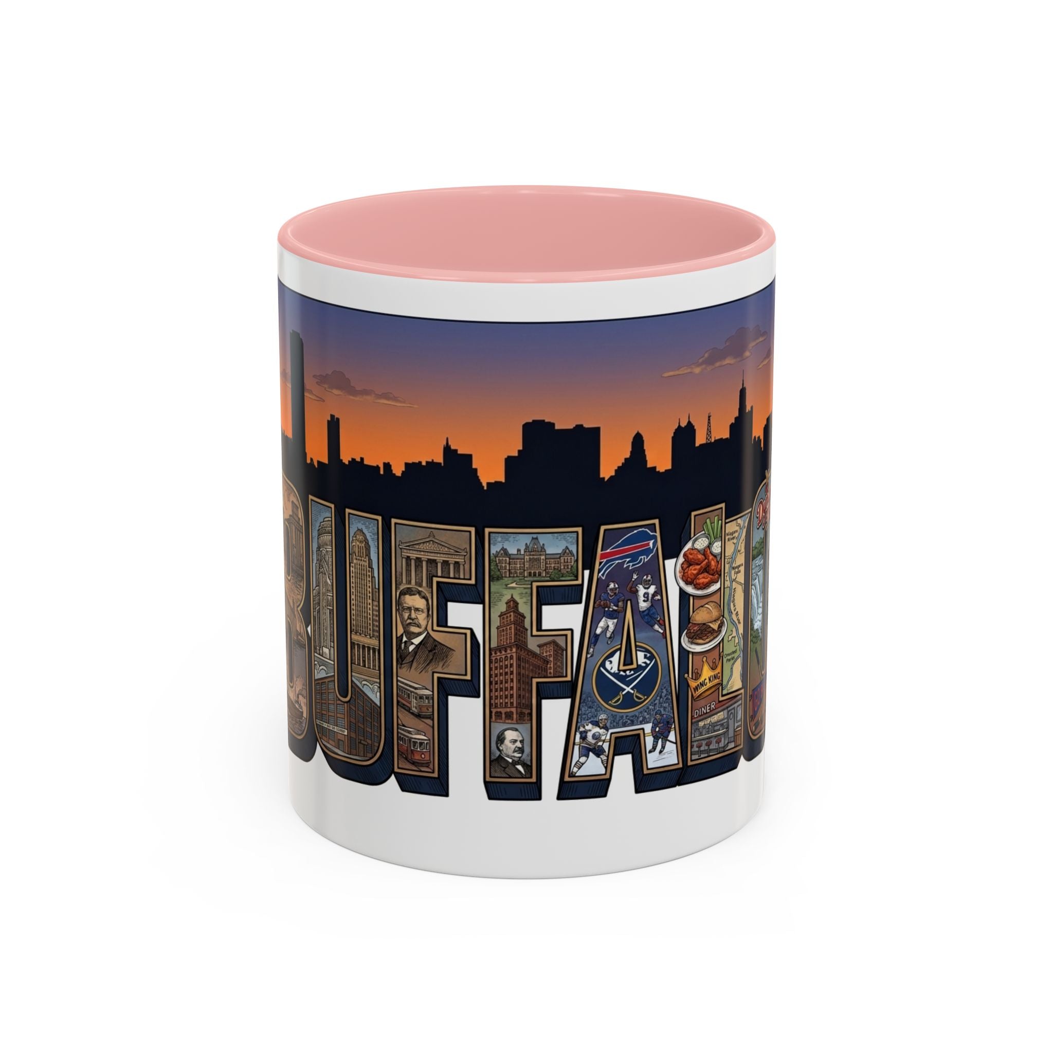 Coffee Mug — Buffalo NY Skyline Postcard Collage Accent Mug (11/15oz)