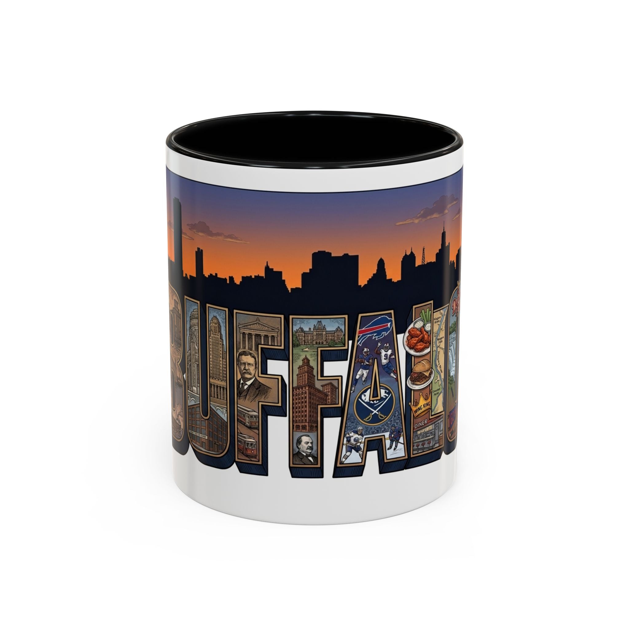 Coffee Mug — Buffalo NY Skyline Postcard Collage Accent Mug (11/15oz)