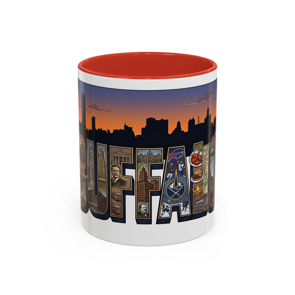 Coffee Mug — Buffalo NY Skyline Postcard Collage Accent Mug (11/15oz)