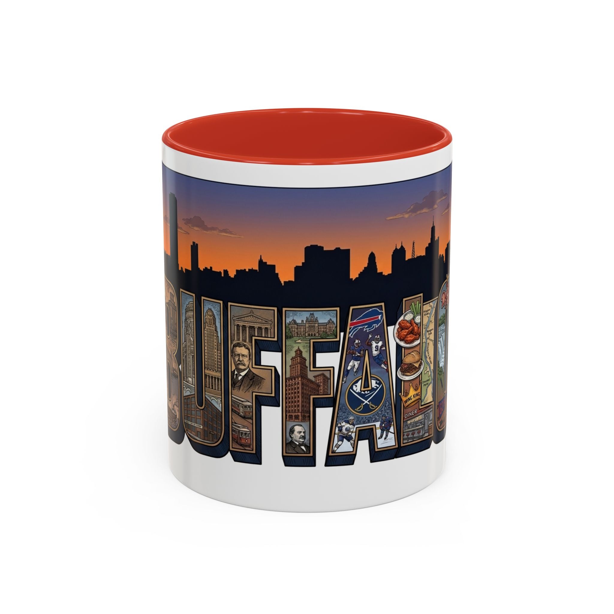 Coffee Mug — Buffalo NY Skyline Postcard Collage Accent Mug (11/15oz)