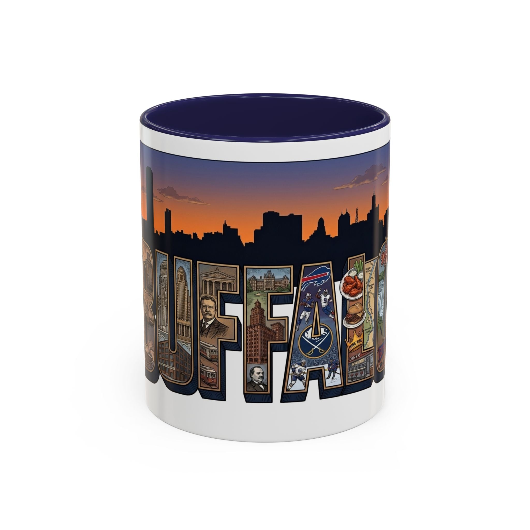 Coffee Mug — Buffalo NY Skyline Postcard Collage Accent Mug (11/15oz)