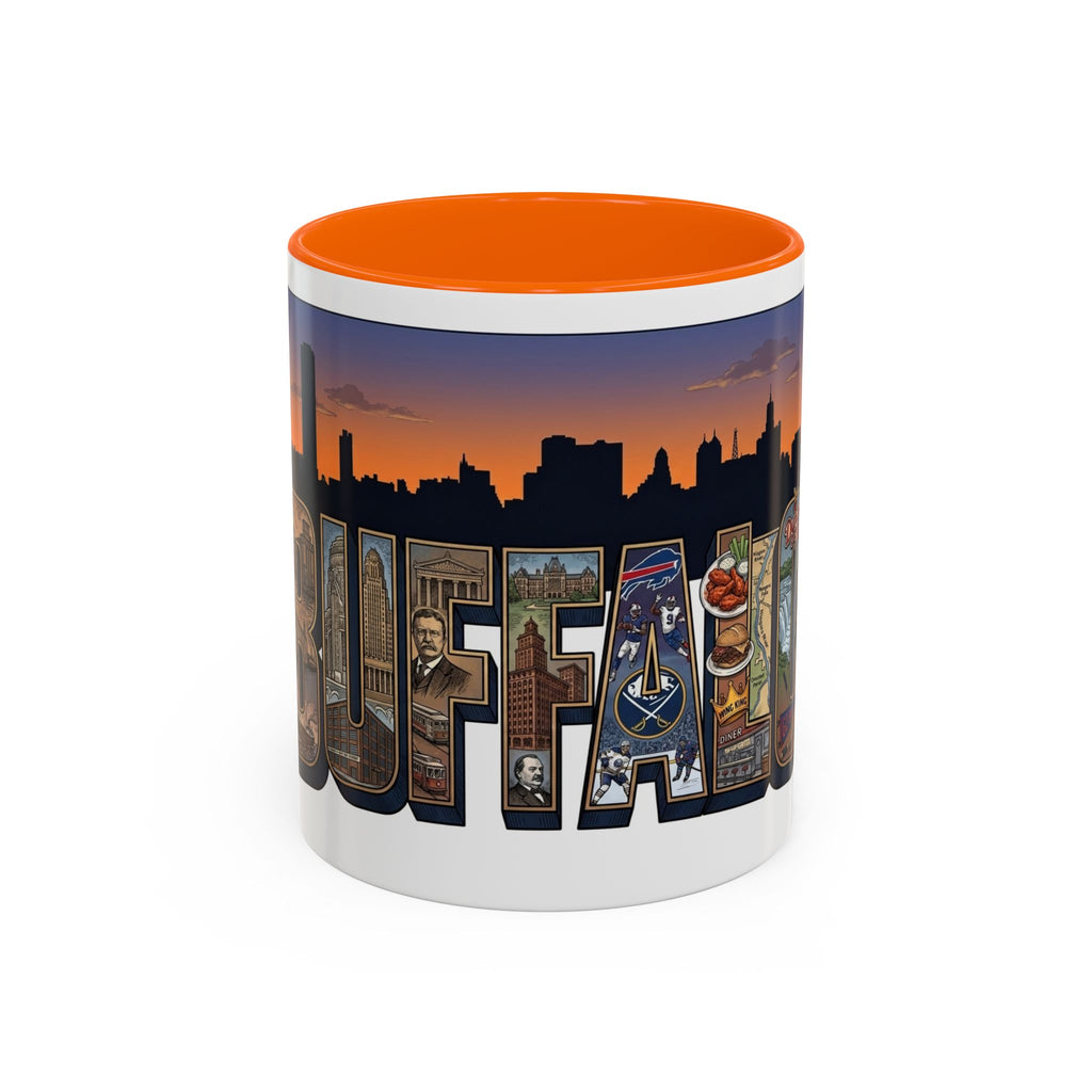 Coffee Mug — Buffalo NY Skyline Postcard Collage Accent Mug (11/15oz)