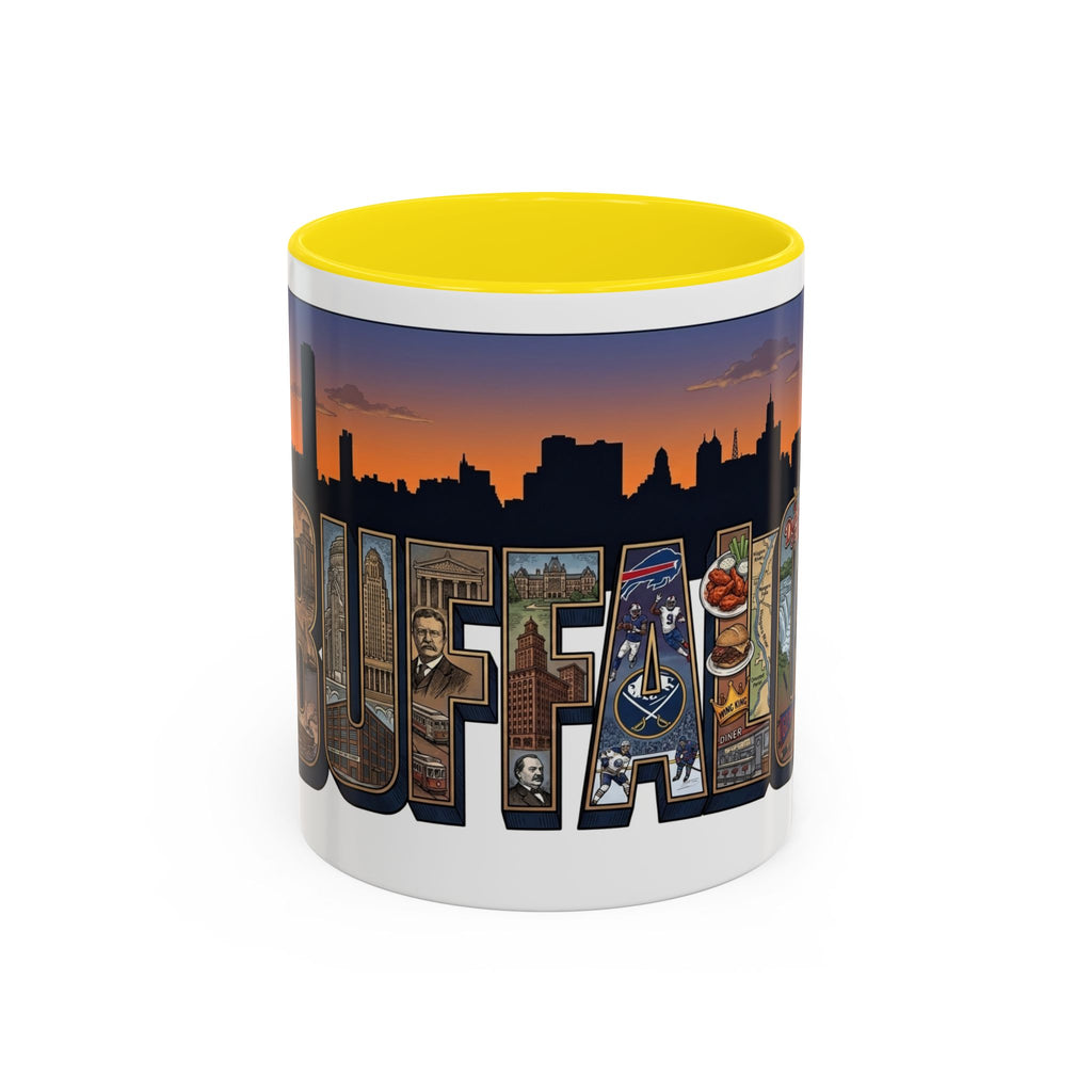 Coffee Mug — Buffalo NY Skyline Postcard Collage Accent Mug (11/15oz)