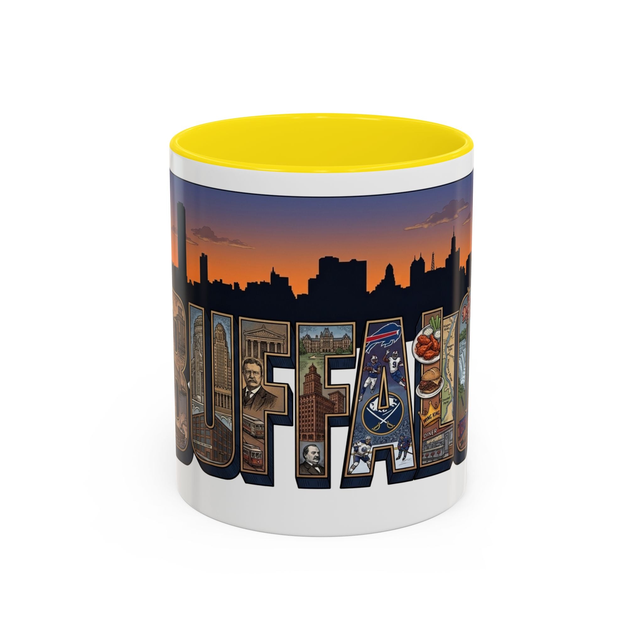 Coffee Mug — Buffalo NY Skyline Postcard Collage Accent Mug (11/15oz)