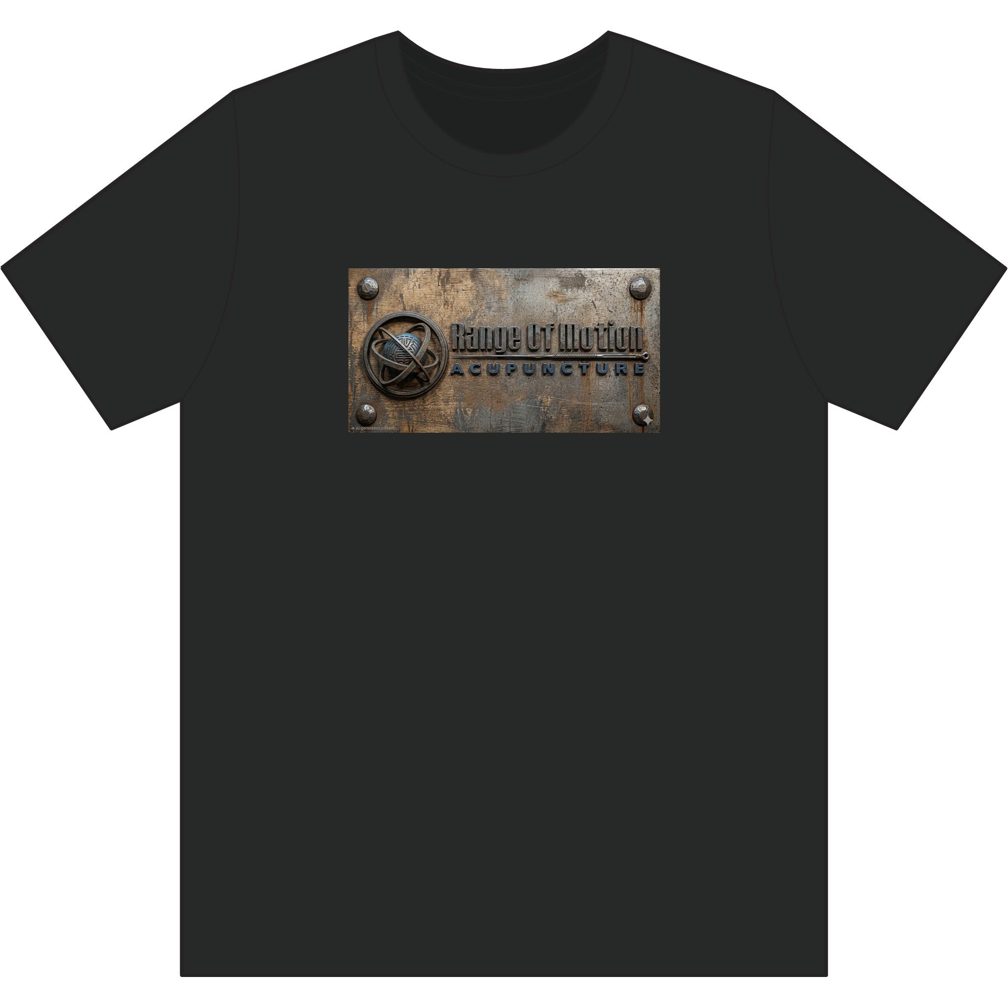 Rustic Metal Plaque Tee — "Made in the USA" Industrial Graphic Cotton Shirt