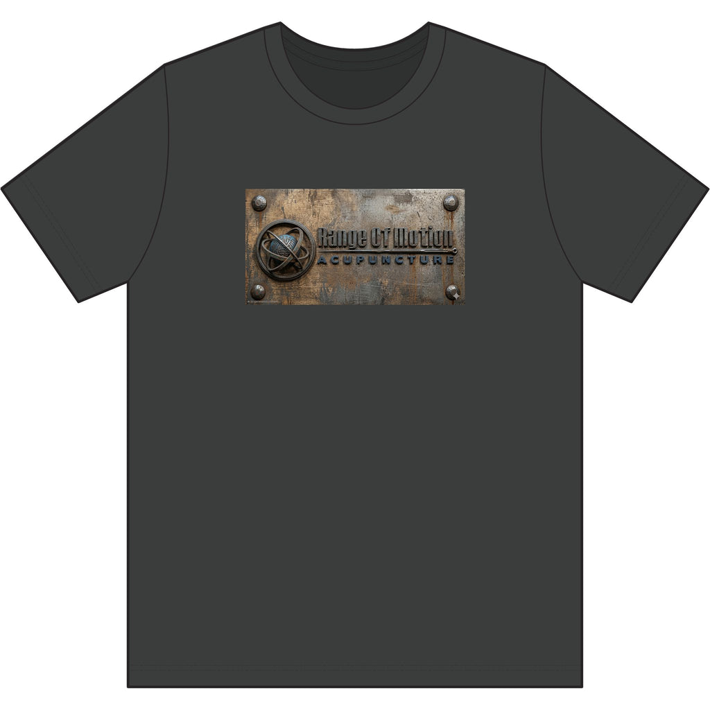 Rustic Metal Plaque Tee — "Made in the USA" Industrial Graphic Cotton Shirt