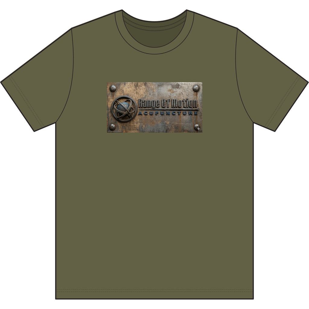 Rustic Metal Plaque Tee — "Made in the USA" Industrial Graphic Cotton Shirt