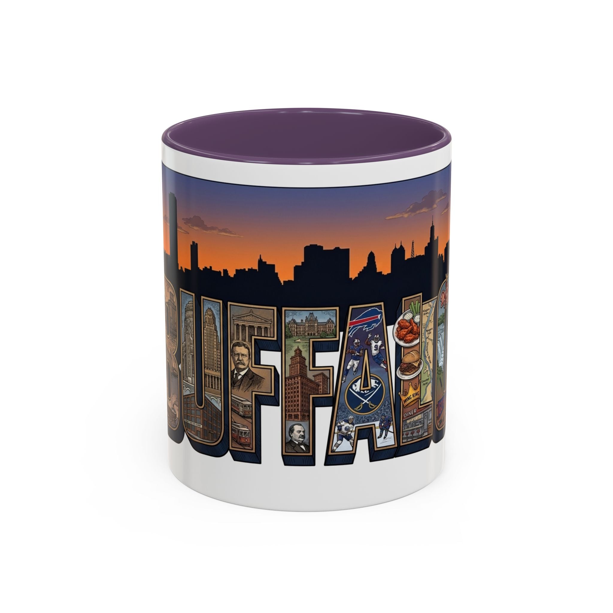 Coffee Mug — Buffalo NY Skyline Postcard Collage Accent Mug (11/15oz)