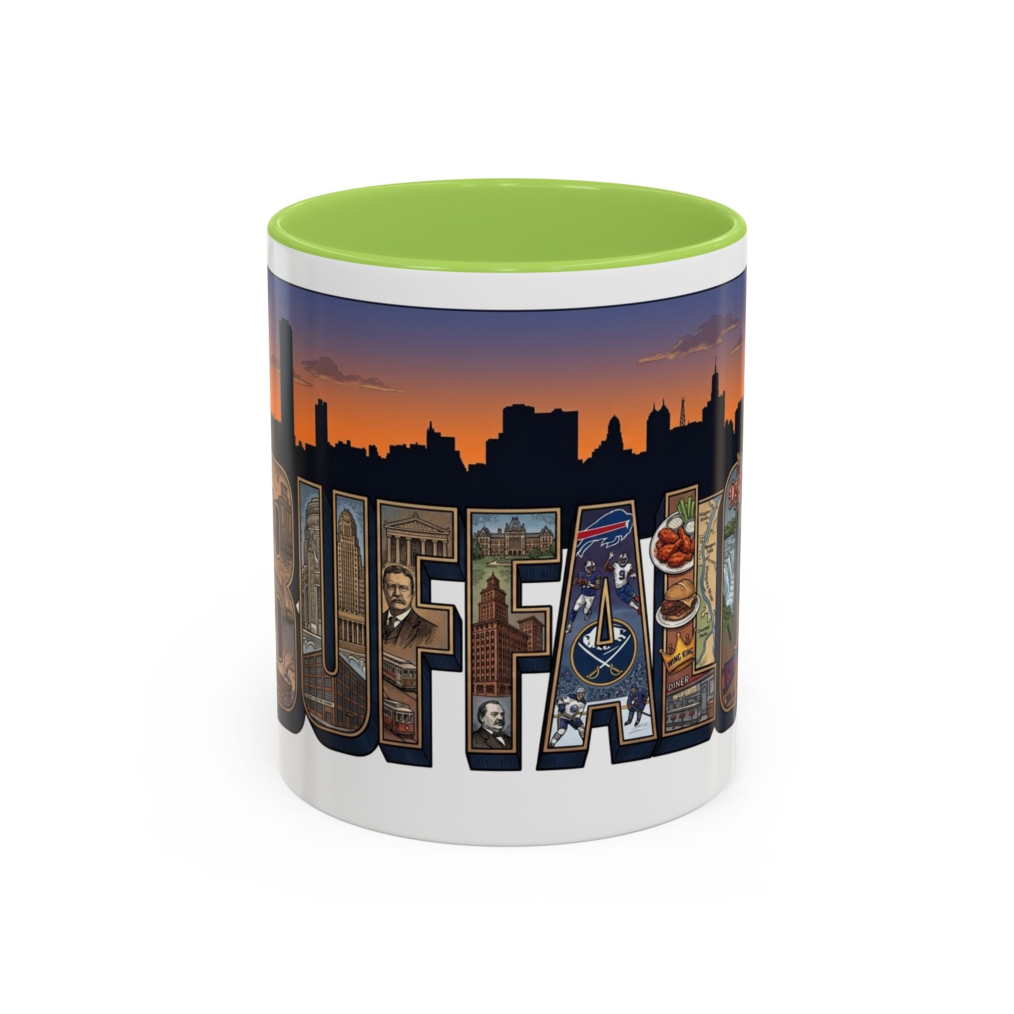 Coffee Mug — Buffalo NY Skyline Postcard Collage Accent Mug (11/15oz)