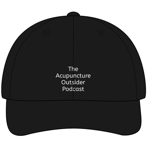 Acupuncture Outsider Podcast Dad Hat — Minimal Embroidered Black Cap